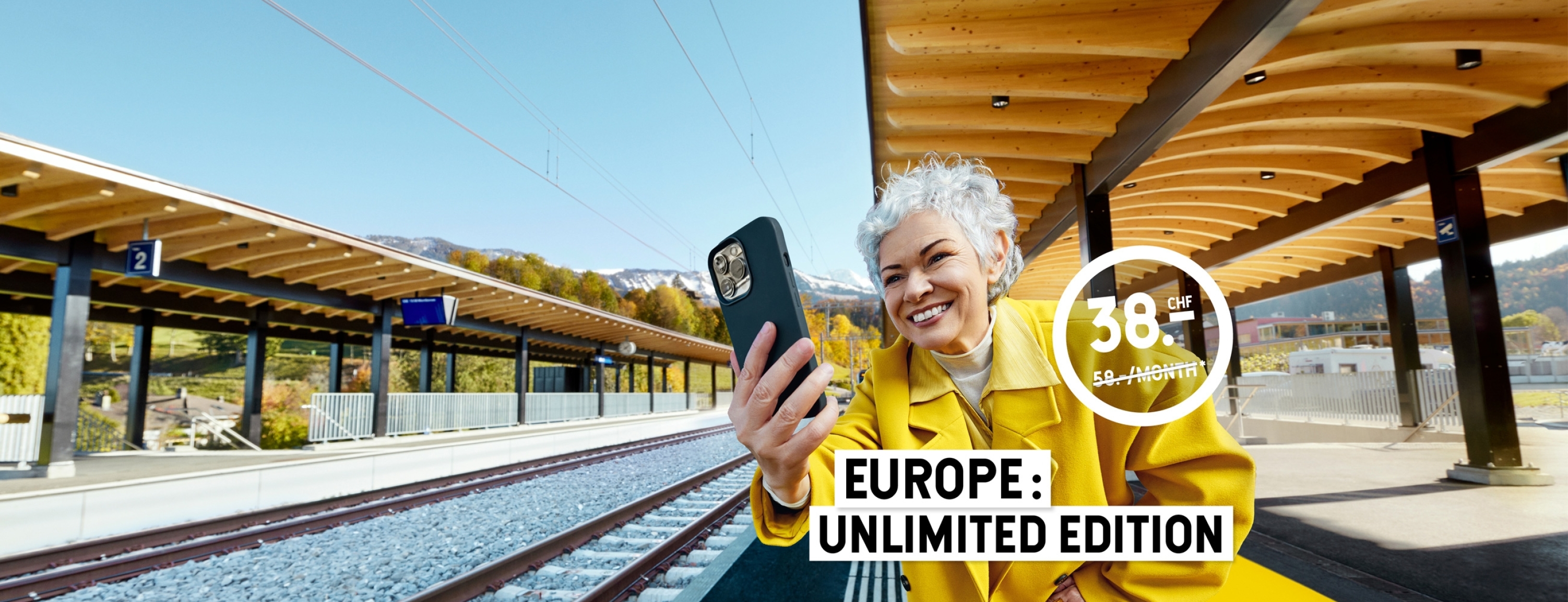 CHF 38.–/month instead of CHF 58.–/month for the MobiEuro subscription for 12 months. Offer valid from June 3 to July 15, 2025.