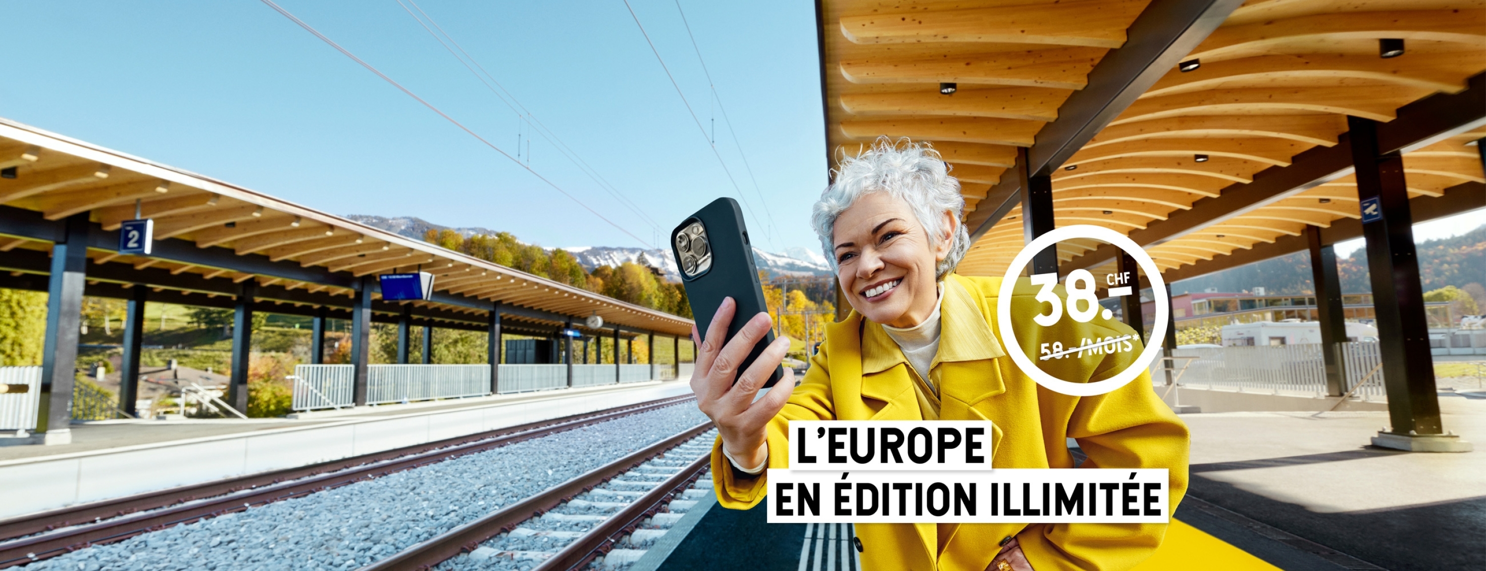 Prix promotionnel de CHF 38.-/mois au lieu de CHF 58.-/mois pour l'abonnement MobiEuro. Offre valable du 3 juin au 15 juillet 2025.